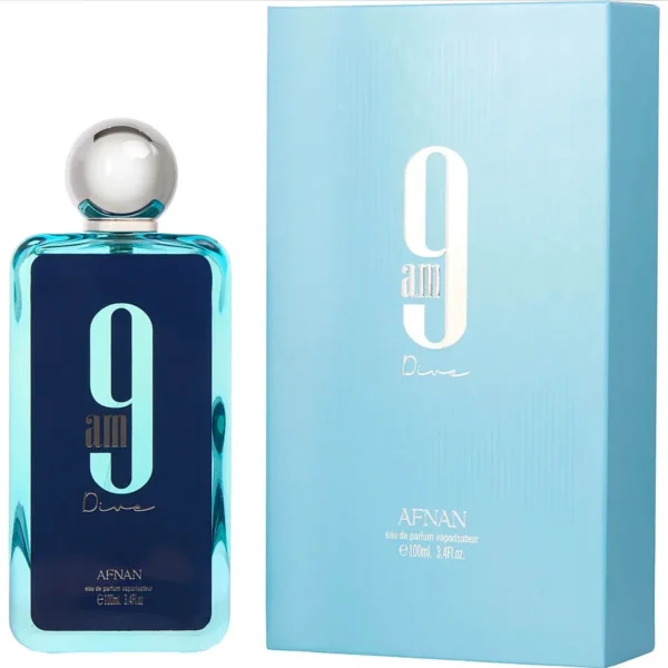 9am Dive EDP 100ml de Afnan frasco azul con su caja