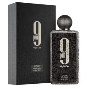 9 PM Night Out EDP 100ml de Afnan frasco negro con su caja