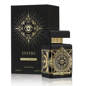 Oud for Greatness EDP 90ml Initio frasco negro con estampado dorado y su caja