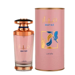 Mayar EDP 100ml de Lattafa frasco rosado con su caja