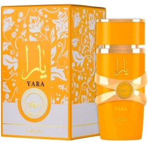 Yara Tous EDP 100ml Lattafa frasco naranja con su caja
