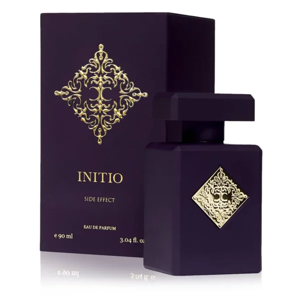 Initio Side Effect EDP 90ml frasco negro con detalle dorado y su caja