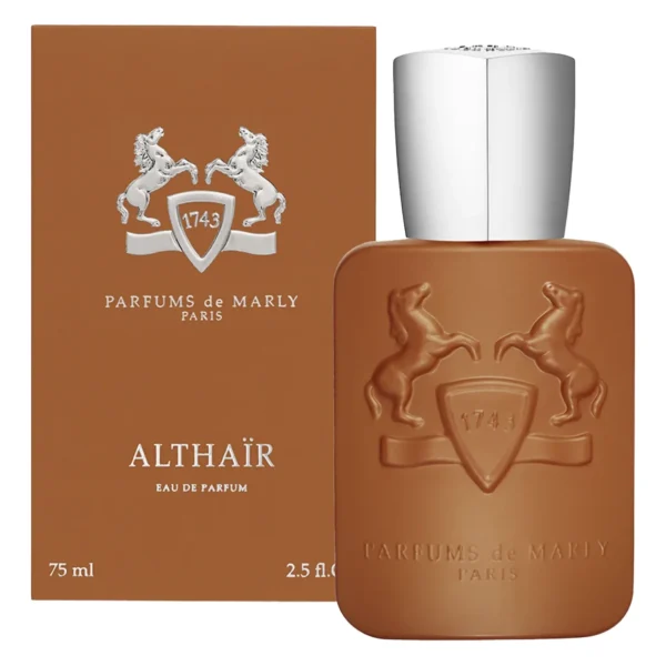 Althaïr EDP 75ml de Parfums de Marly frasco terracota con su caja
