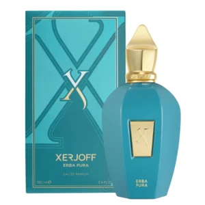 Erba Pura EDP 100ml de Xerjoff frasco turquesa con su caja